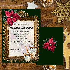 Invitación Elegantes Navidades Pointsettia Tea Party Invitaci