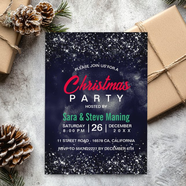 Invitación Elegantes Navidades purpurinas de arte de mármol n (Subido por el creador)