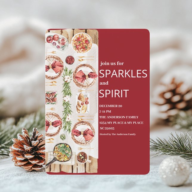 Invitación Elegantes Navidades rojos de Borgoña (Subido por el creador)