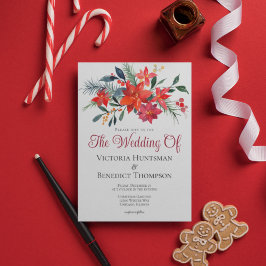 Invitación Elegantes Navidades rojos Poinsettia Boda Floral