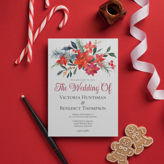 Invitación Elegantes Navidades rojos Poinsettia Boda Floral (Subido por el creador)