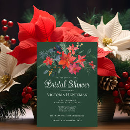 Invitación Elegantes Navidades Rojos Verdes Floral Bridal Sho