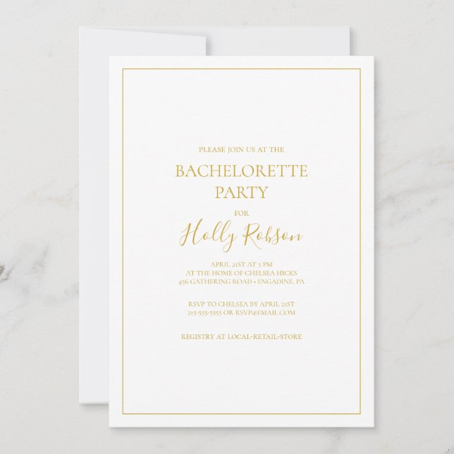 Invitación Elegantes Navidades simples Bachelorette Blanca (Anverso)