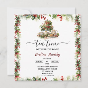 Invitación Elegantes Navidades Tea Fiesta Floral Bridal Ducha