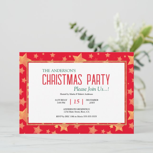 Invitación Elegantes Navidades únicos del Oro Blanco Verde Ro (Anverso de pie)