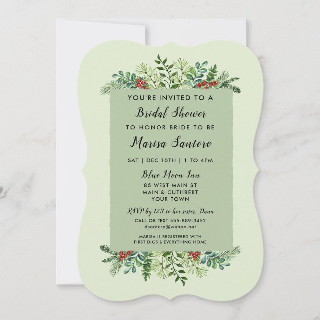 Invitación Elegantes Navidades Vacaciones de Invierno Ducha B (Anverso)