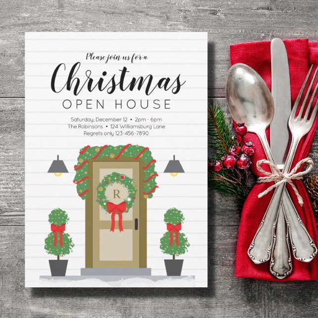 Invitación Elegantes Navidades verdes rojos invitan a la casa (Subido por el creador)