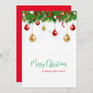 Invitación Elegantes Navidades Wreath Boarder con adornos