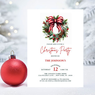 Invitación Elegantes Navidades Wreath House Fiesta corporativ