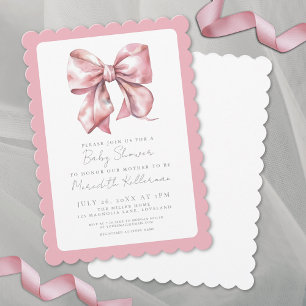 Invitación Elegantes Niñas Rosa Lazo Baby Shower