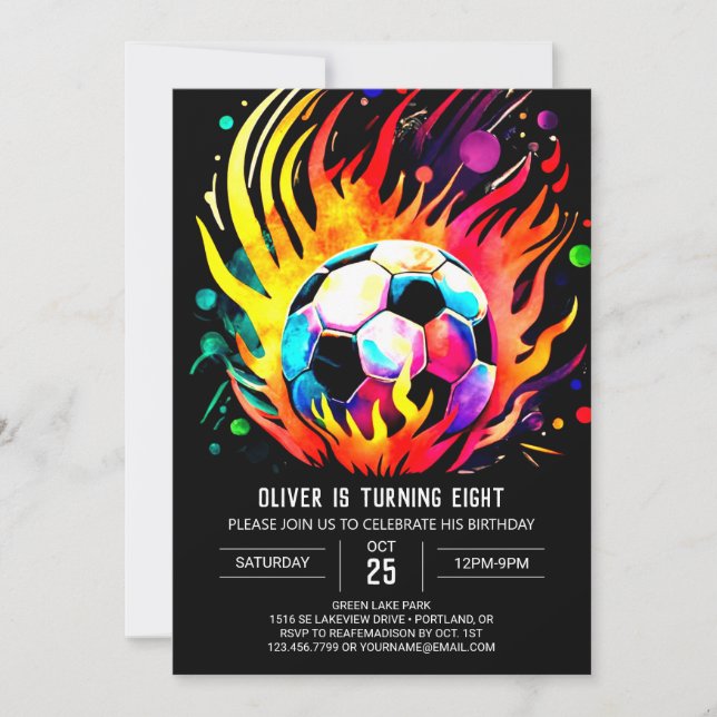 Invitación Elegantes niños de fútbol cumpleaños en línea (Anverso)