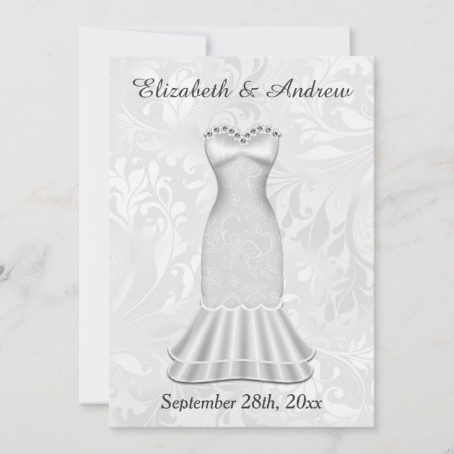 Invitación Elegantes novias Boda vestido (Anverso)