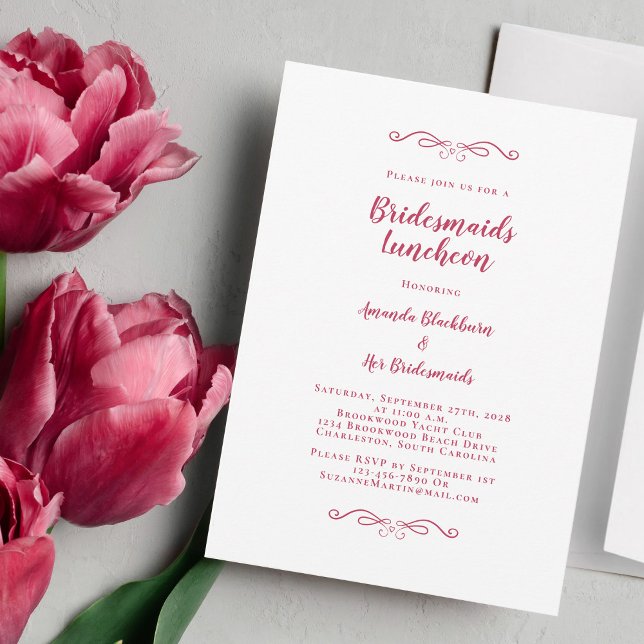 Invitación Elegantes novias Luncheon Bridesmaids Magenta Red (Subido por el creador)