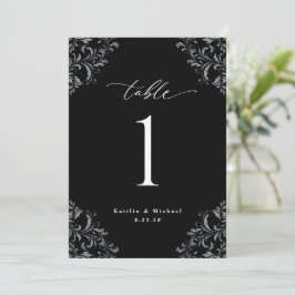 Invitación Elegantes números de tabla Boda en blanco y negro