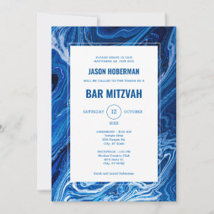 Invitación Elegantes olas azules del océano Bar Mitzvah