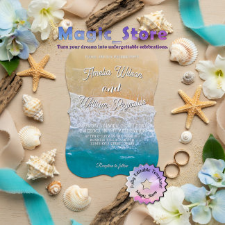 Invitación Elegantes olas del mar de la playa de arena para b