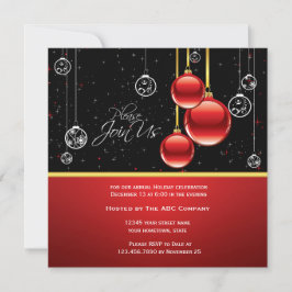 Invitación Elegantes ornamentos rojos de oro en Fiesta negro