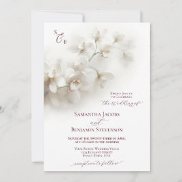 Invitación Elegantes orquídeas blancas Boda de escritura de B