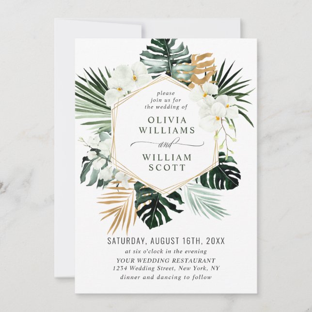 Invitación Elegantes orquídeas blancas Boda de la vegetación  (Anverso)
