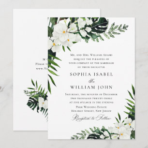 Invitación Elegantes orquídeas blancas Boda de la vegetación 