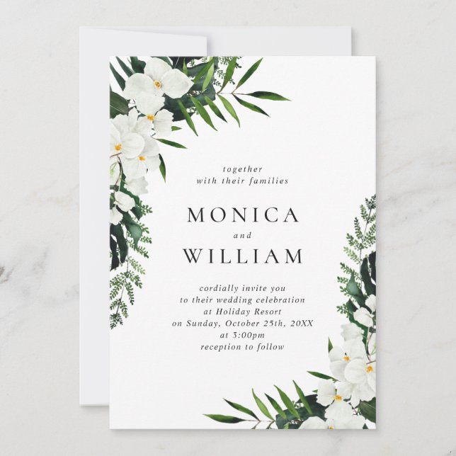 Invitación Elegantes orquídeas blancas Boda de la vegetación  (Anverso)