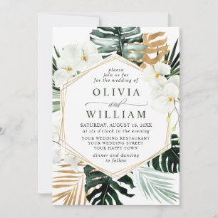 Invitación Elegantes orquídeas blancas Boda de la vegetación 