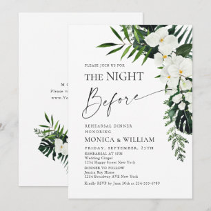 Invitación Elegantes orquídeas blancas cena de ensayo bohemio