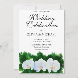 Invitación Elegantes orquídeas blancas de acuarela