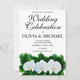 Invitación Elegantes orquídeas blancas de acuarela