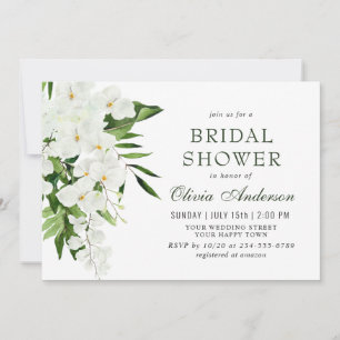 Invitación Elegantes orquídeas blancas DUCHA BRIDAL bohemia