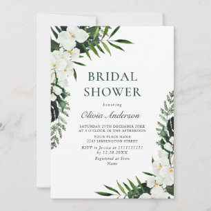 Invitación Elegantes orquídeas blancas DUCHA BRIDAL bohemia