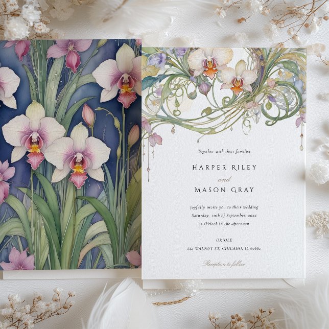 Invitación Elegantes orquídeas Boda Delicate Pastel Florals (Subido por el creador)