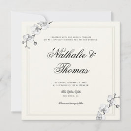 Invitación Elegantes orquídeas Boda Grabado en relieve de imi