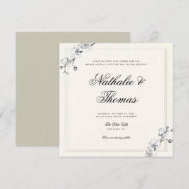 Invitación Elegantes orquídeas Boda Grabado en relieve de imi