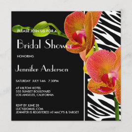 Invitación Elegantes orquídeas Zebra Imprimir ducha de novia