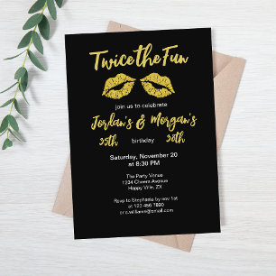 Invitación Elegantes parejas de oro negro Besos de oro conjun