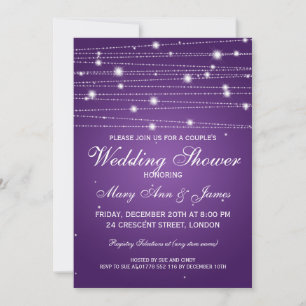 Invitación Elegantes parejas duchan líneas espumosas moradas