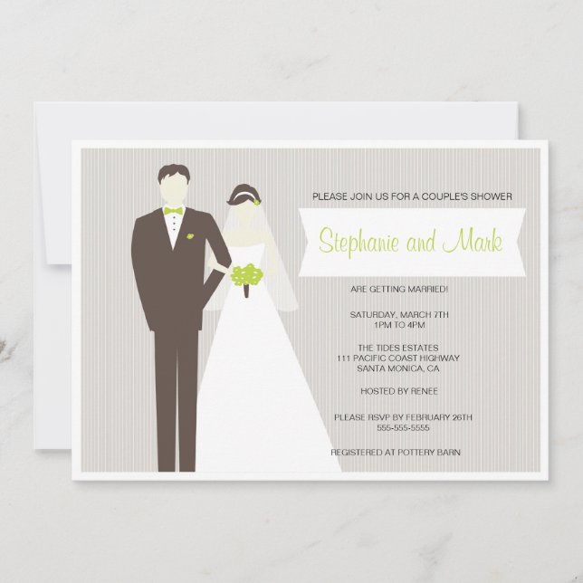 Invitación Elegantes parejas novias y novias duchan invitacio (Anverso)