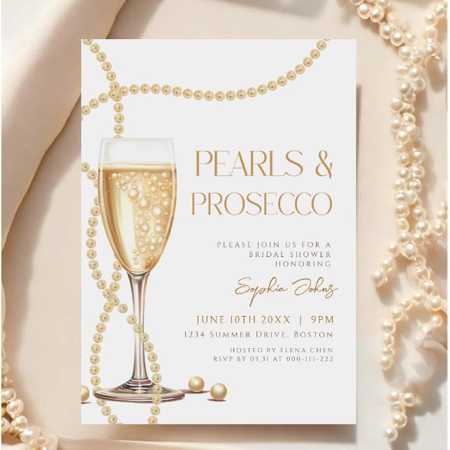 Invitación Elegantes Pearls & Prosecco Bridal Shower (Subido por el creador)