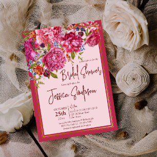 Invitación Elegantes peonías magenta borgoña para despedida d