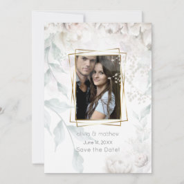 Invitación Elegantes Peonies Blancos de Alabastro