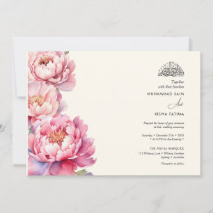 Invitación Elegantes Peonies floridos Islam Nikah