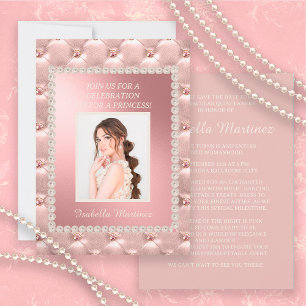 Invitación Elegantes perlas de foto de Quinceañera de satén r