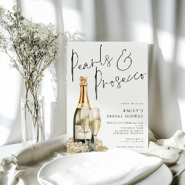 Invitación Elegantes Perlas Gafas Prosecco Ducha Bridal