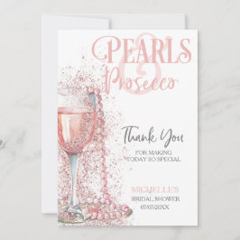 Invitación Elegantes Perlas Rosadas de Rubor y Prosecco Graci