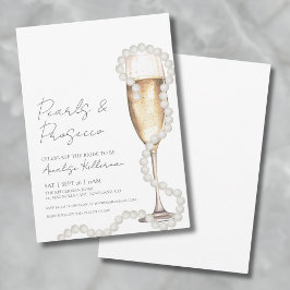 Invitación Elegantes Perlas y Prosecco Champán Ducha Bridal
