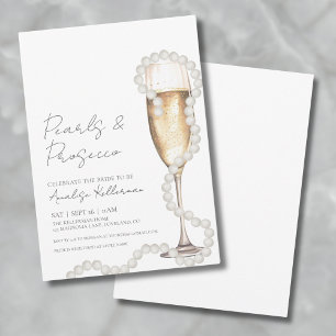 Invitación Elegantes Perlas y Prosecco Champán Ducha Bridal
