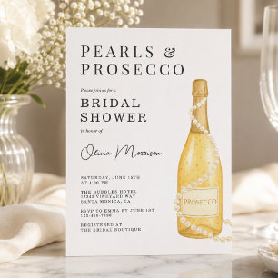 Invitación Elegantes Perlas y Prosecco para Despedida de Solt