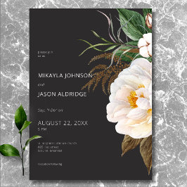 Invitación Elegantes personajes blancos modernos en Boda negr