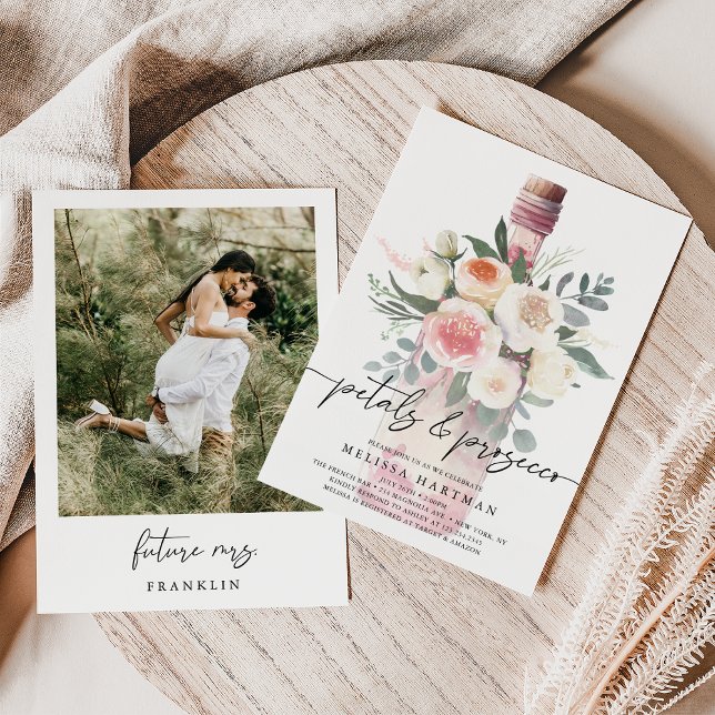 Invitación Elegantes Petales de fotos y ducha de novia Prosec (Subido por el creador)